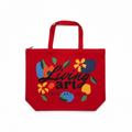 Large Floral Canvas Tote Bag | Zipper Closure